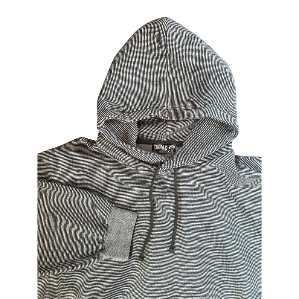Kodiak rugged apparel Houndstooth Hoodie Mens L Pullover Gray‎ Black heavyweight